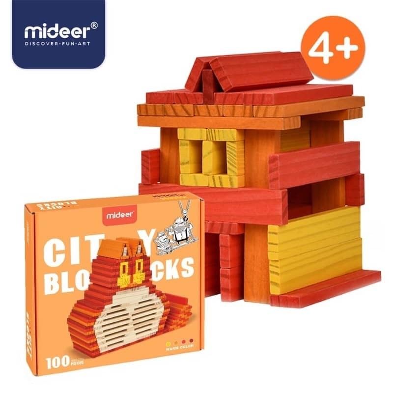 Mideer City Block (100 Pcs-Warm Color) esikidz marketplace toy store toy shop kid toys construction toys 