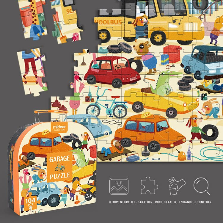 Gift Box Puzzle – Garage Puzzle (104 PCS) esikidz marketplace puzzle games for kids puzzle games puzzles for kids easy puzzles for kids
